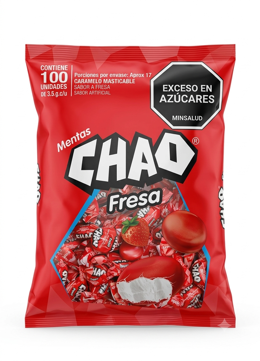 CHAO CARAMELOS FRESA (100U) X 1