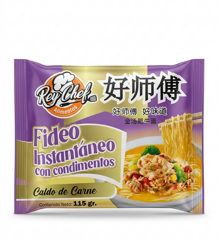 REY CHEF FIDEOS INS. (CARNE) 115G X 24